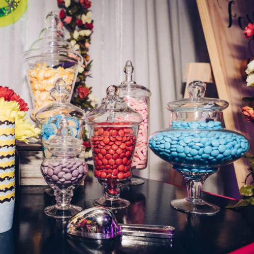 close up filled candy buffet