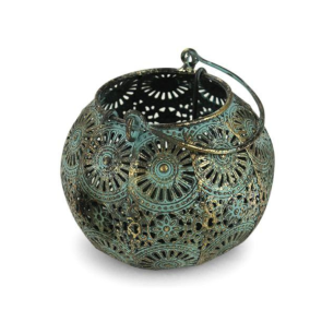 Surya Blue Brass Mesh Tea Light Candle Holder