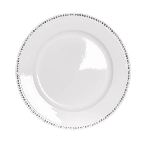 White charger plate diamante edge