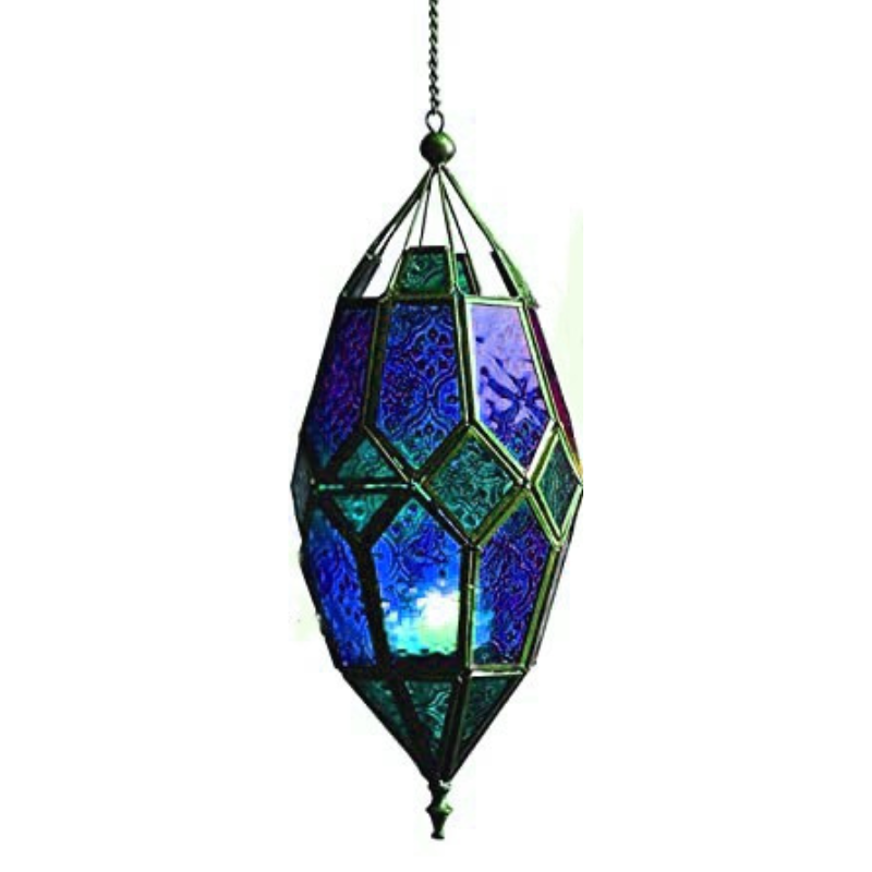 Blue Hanging Oval Lantern 