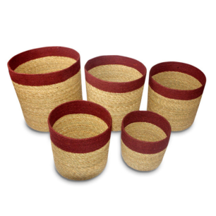 Sea Grass Pot with Red Detail