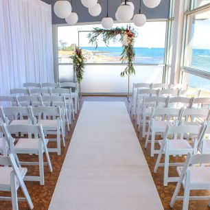 white carpet aisle wedding ceremony