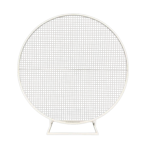 white mesh round backdrop