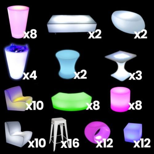 FGE Melbourne Glow Package 10 White Stools Illuminated Furniture