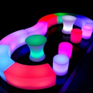 Curved LED illuminated benches 