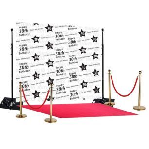 Red Carpet With Bollards in front of a backdrop
