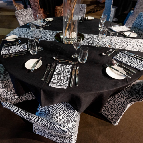 zebra print chair covers close up 