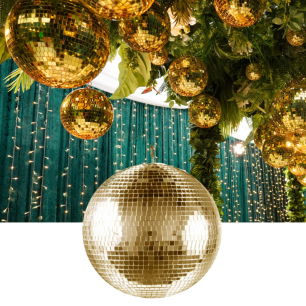 gold mirror balls hire melbourne FGE