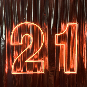 coral neon 21 sign