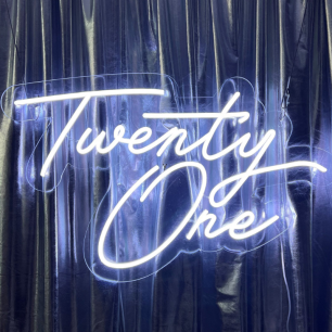 twenty one neon white sign