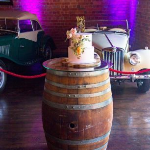 wine barrel cake stand