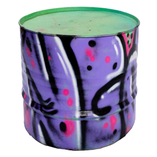 purple graffiti drum