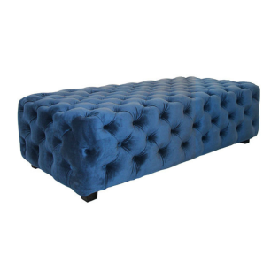 Velvet Button Ottoman 