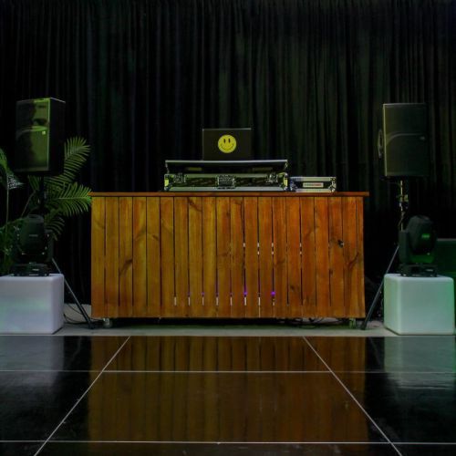 wooden bar as dj booth