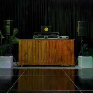 wooden bar as dj booth