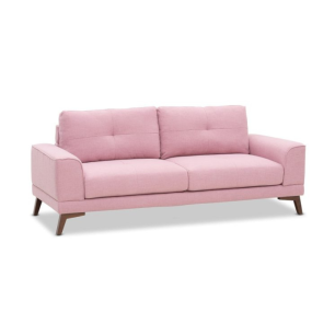 two seater pink material sofa 