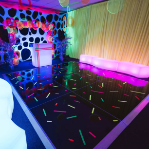 black dancefloor fluro theme