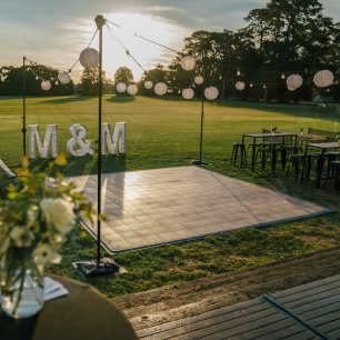 parquetry dancefloor outside during the day