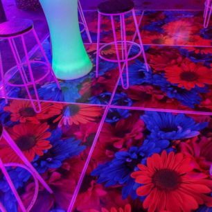 big colourful floral dancefloor decal