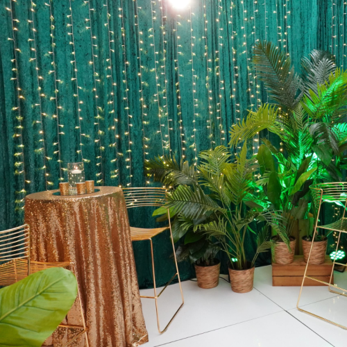 crushed emerald green velvet drape