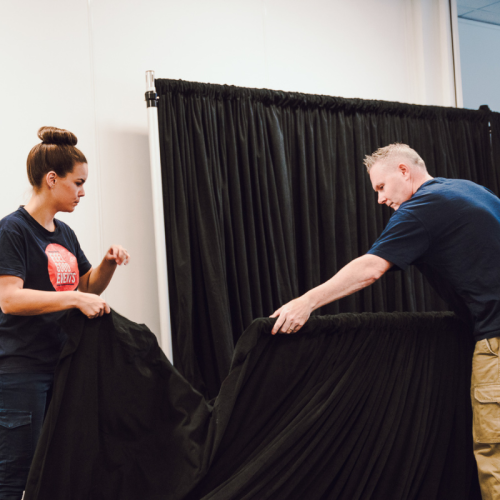 black velvet drape set up 