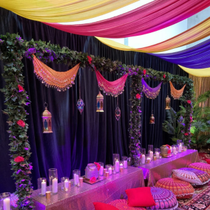 Arabian nights theme with black wall velvet drape