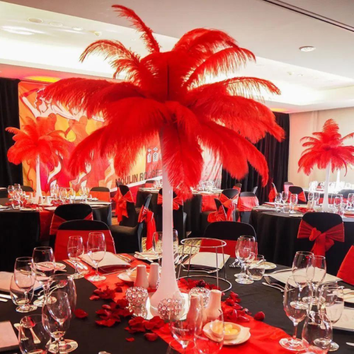 red burlesque centrepieces