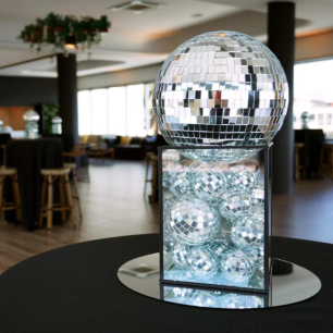 black frame mirrorball centrepiece 