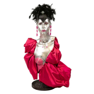 pink with black feathered mannequin style 1