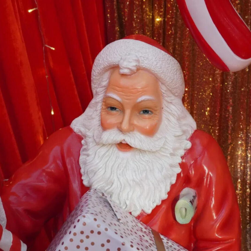 closeup of santa statues face