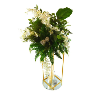 green and white floral centrepiece