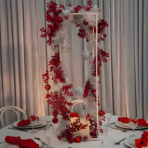 white garland centrepiece with glazed berry