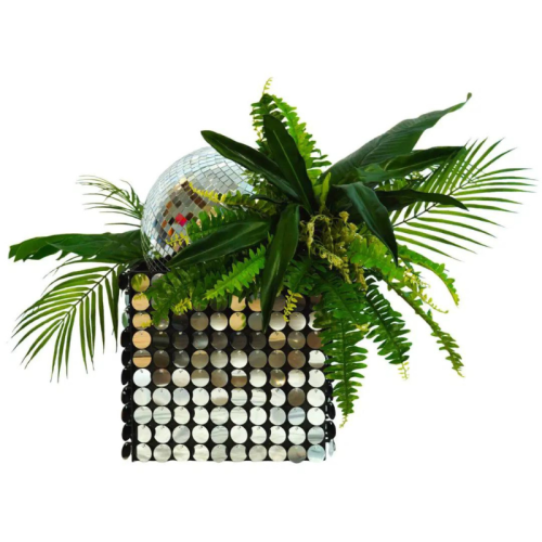 disco greenery centrepiece sequin panels