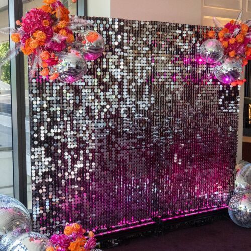 GSA Ball silver sequin panel backdrop