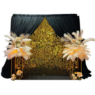 black and gold sequin backdrop