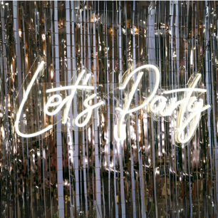 close up lets party led neon sign