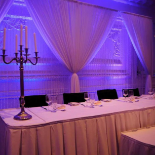 crystal beaded curtain wedding reception bridal table