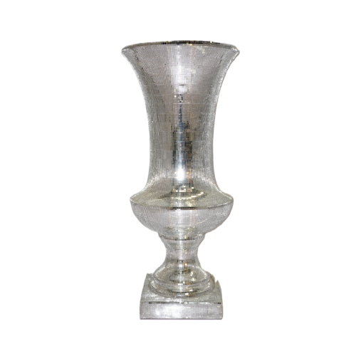 large silver mosaic urn