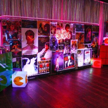 80s Neon Sign on Poster Wall
