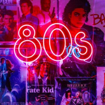 80s Neon Sign on Poster Wall