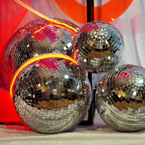 disco balls neon strip 