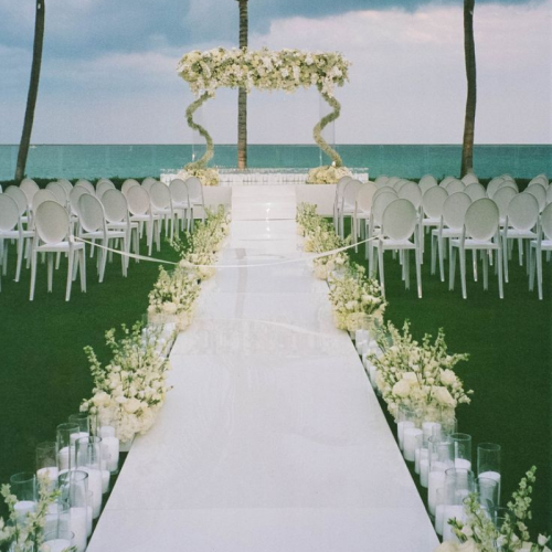 wedding ceremony white acrylic aisle