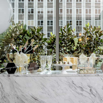 styled white marble bar