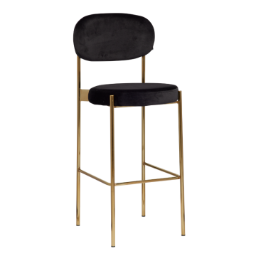 gold framed stool with black pillow