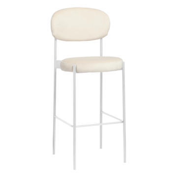 white framed stool with cream pillow