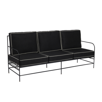 black sofa with black pillows