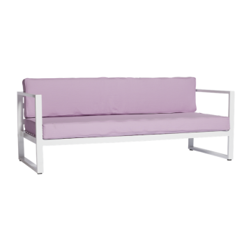 lilac pillowed sofa