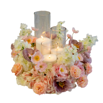large meadow centrepiece with candles