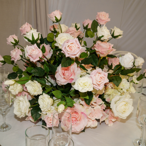 rosy pink florals centrepiece