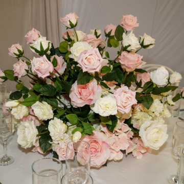 rosy pink florals centrepiece